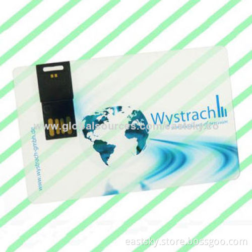 Translucent Credit Card-shaped USB, Compatible with PC, Notebook or Tablets, with USB 2.0 Interface